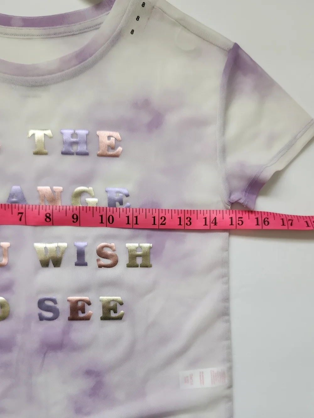 Justice Girls' Purple Tie-Dye Graphic Mesh Tee  Be The Change You Wish To See